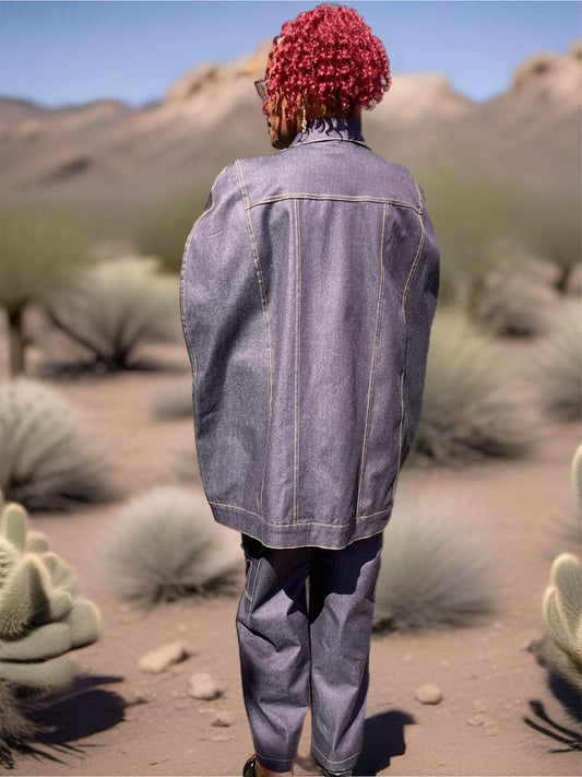 Caped Denim Pant Set