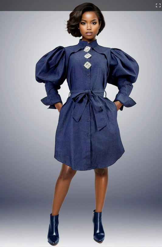 Rich Auntie Vibe Denim Dress