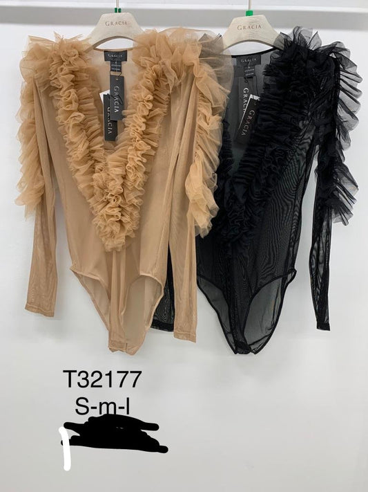 Sheer Ruffles Bodysuit