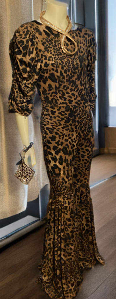 Retro Flare Animal Print Jumpsuit