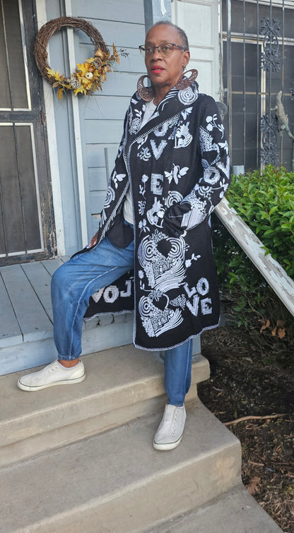 Whimsical Embroidery Hooded Jacket