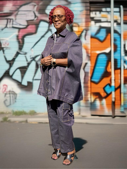 Caped Denim Pant Set