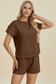 Double Take Full Size Texture Short Sleeve Top and Shorts Set