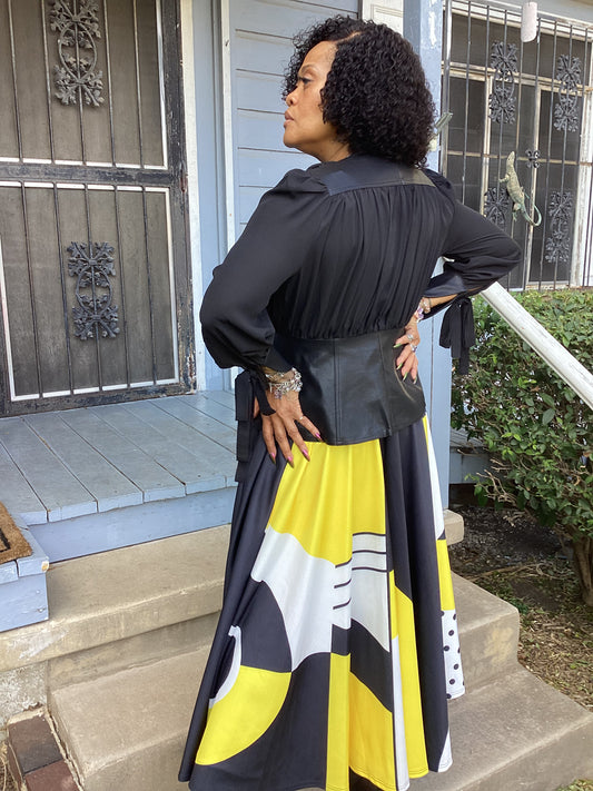 Yellow Me Fall Belted Skirt