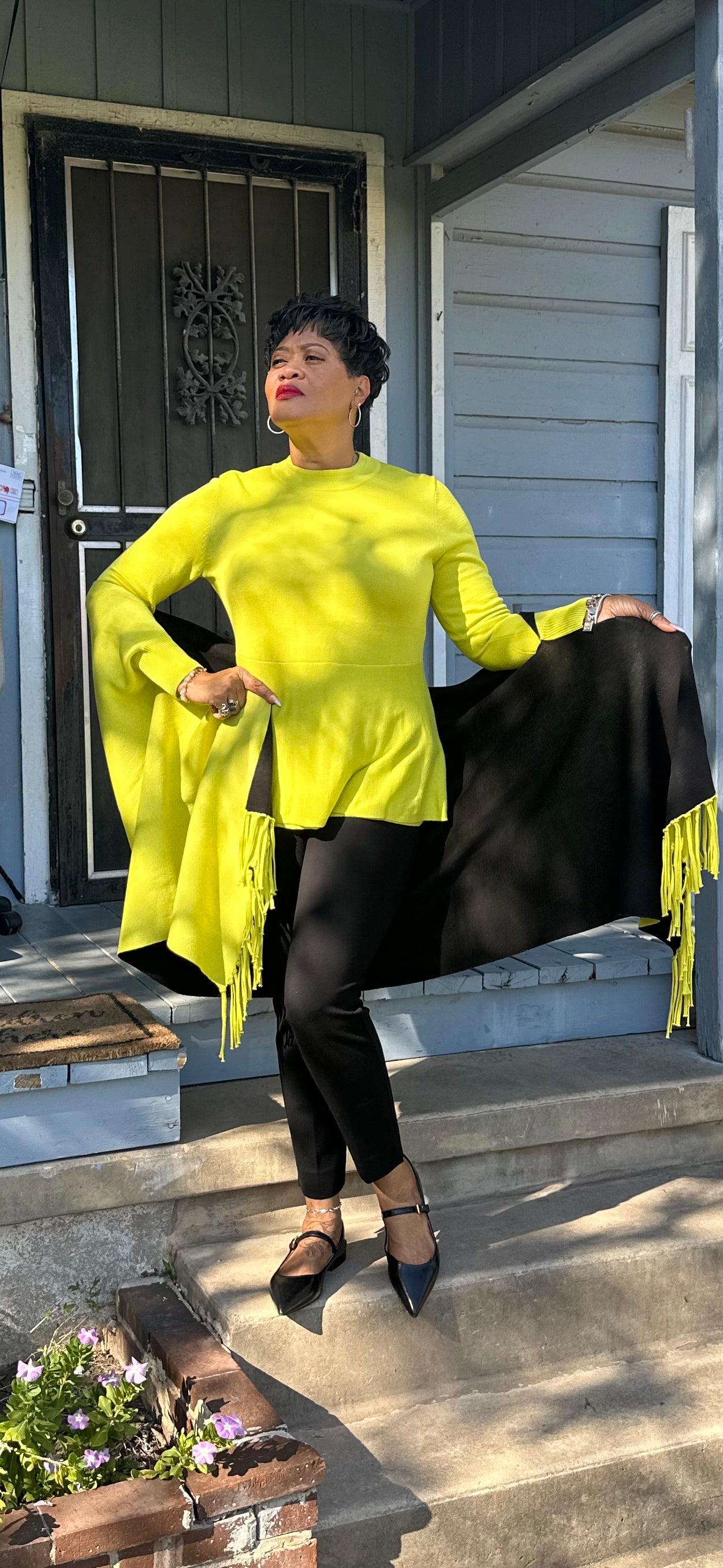 Lime Away Sleeved Cape