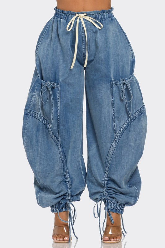 Balloon Denim Cargo Pants