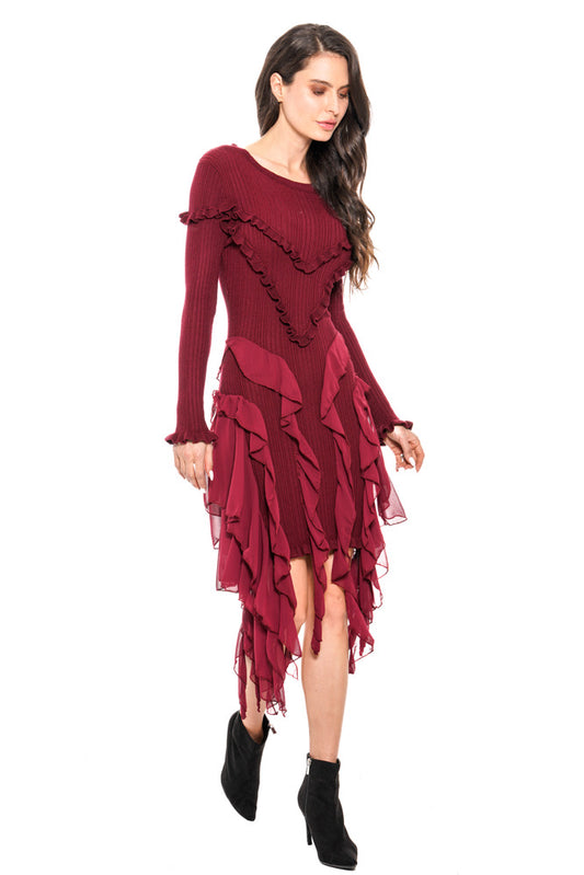 Sweater Weather Frayed Dress