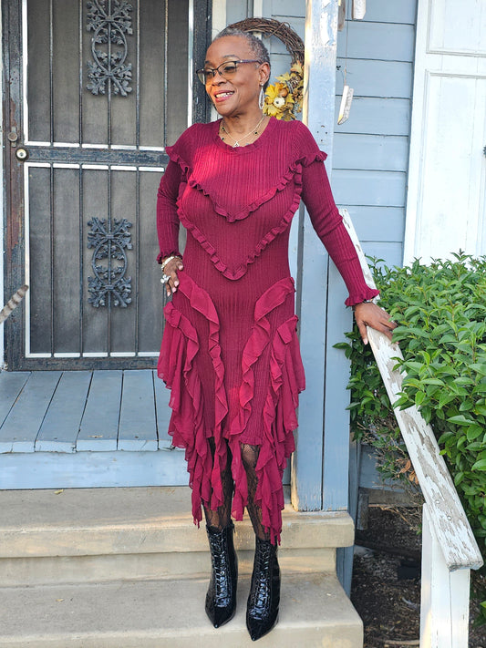 Sweater Weather Frayed Dress