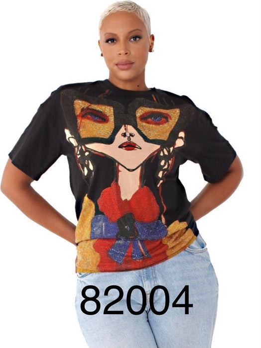 Ladies Face in Bling Tee
