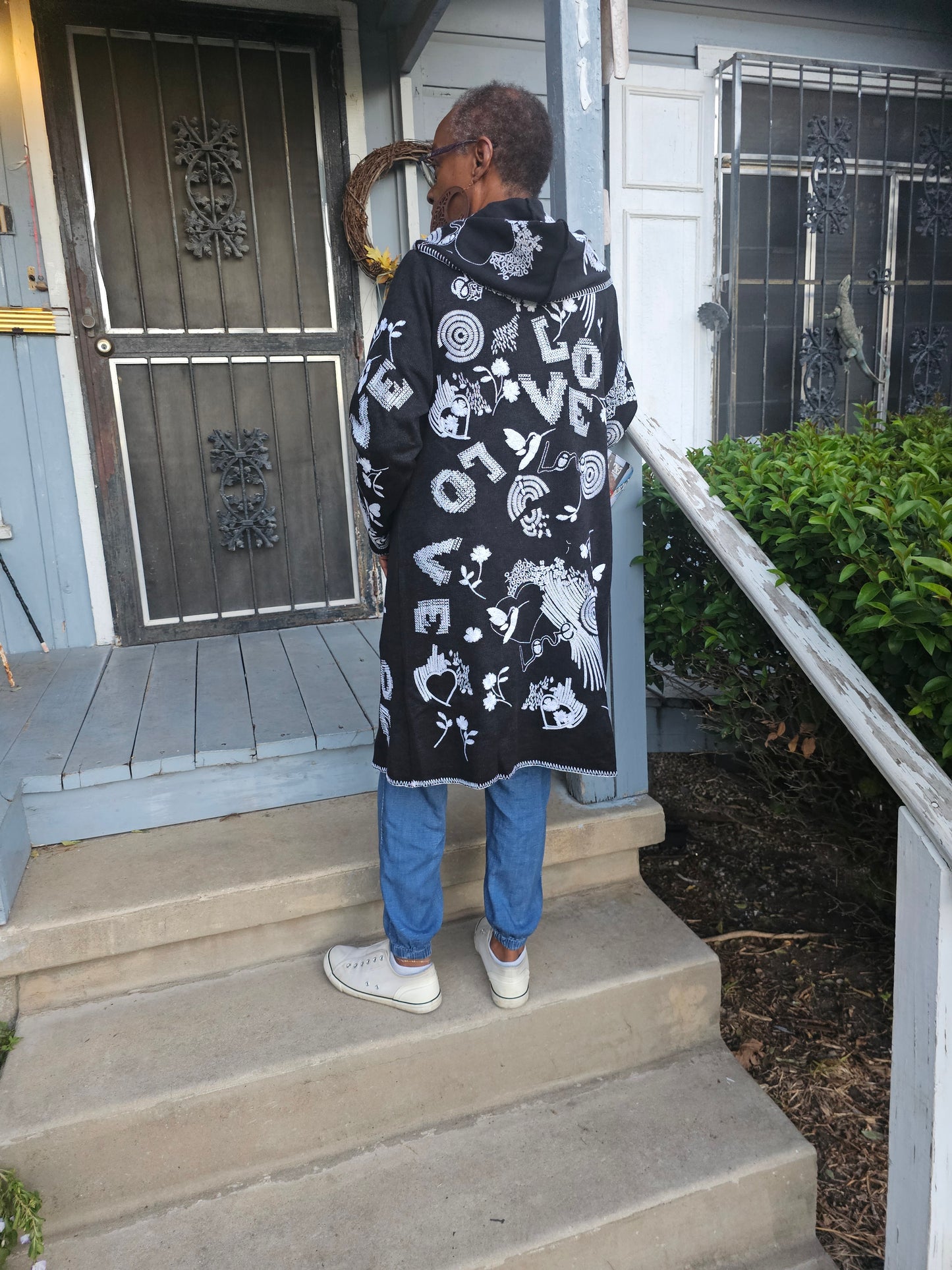 Whimsical Embroidery Hooded Jacket