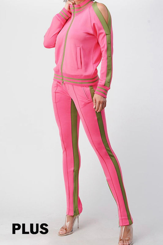 Cold Shoulder Track Set - Sweat Suit